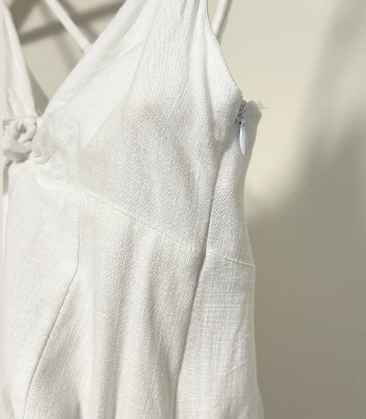 Ava & Eve White Linen Blend Mini Dress with Lace-Up Back - AU 8 — photo 5