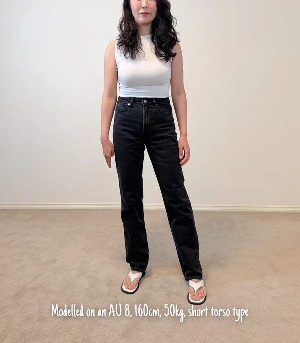 H&M High Rise Slim Straight Black Jeans - EU 34