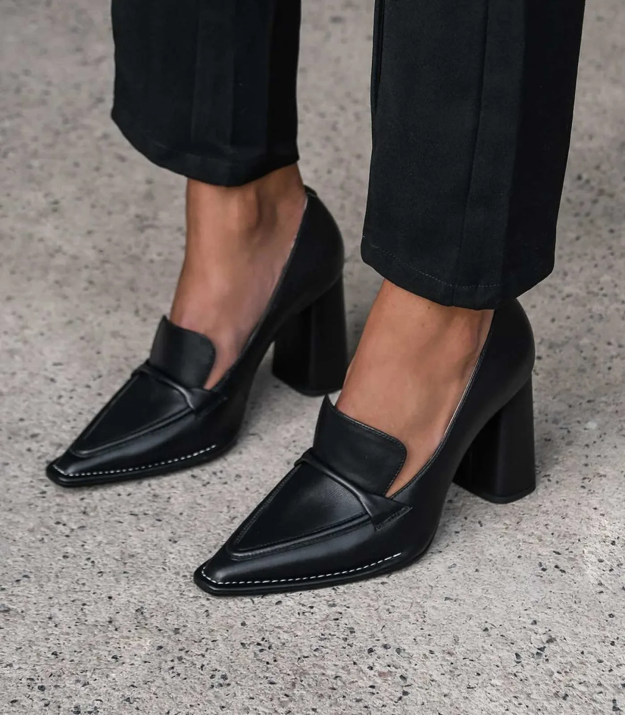 Jo Mercer Black Covet Block Leather Heel Loafers - EU 37 — photo 2