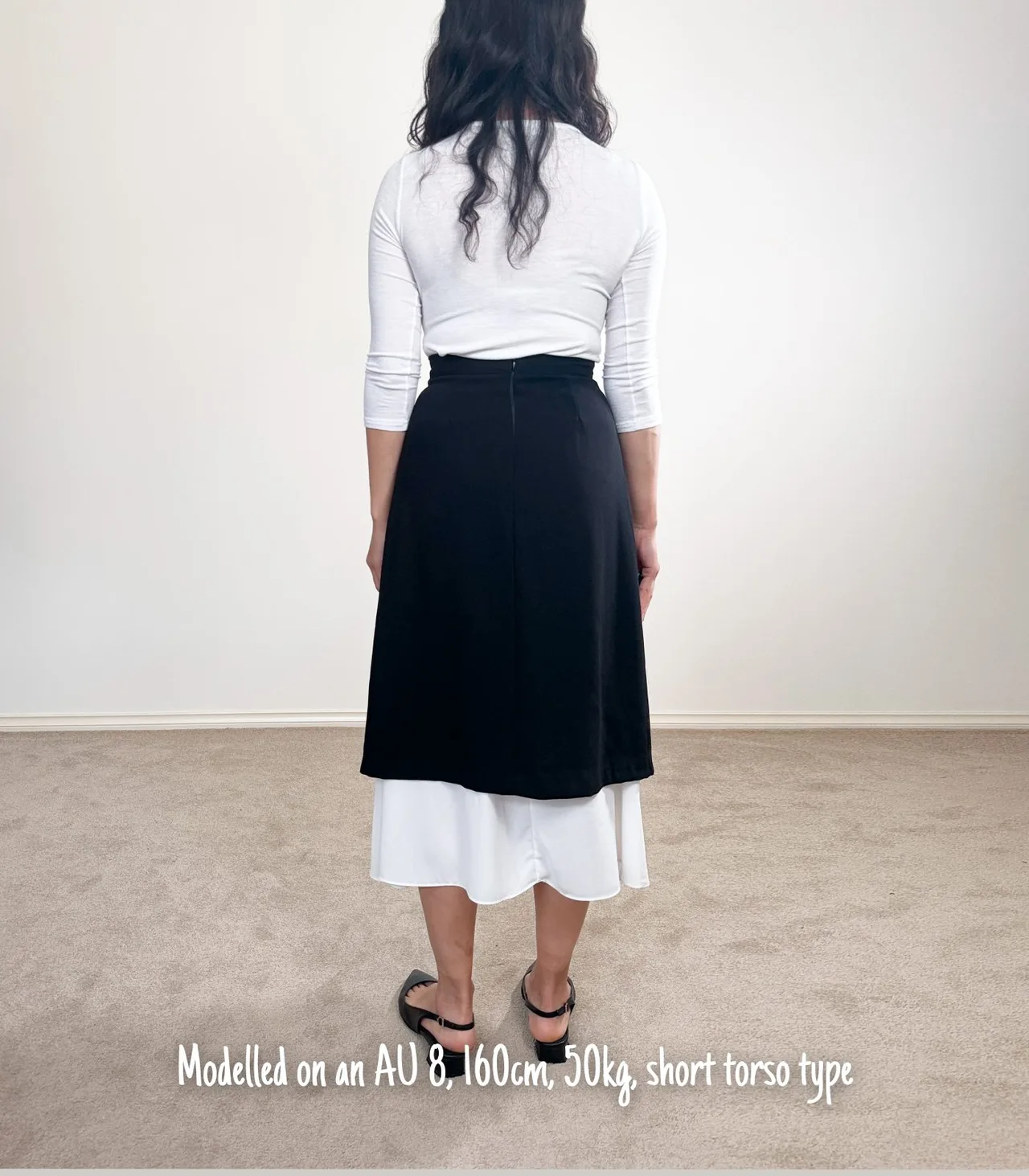 Angbutter Black Layered Midi Wrap Skirt with White Underlay - XS — photo 2