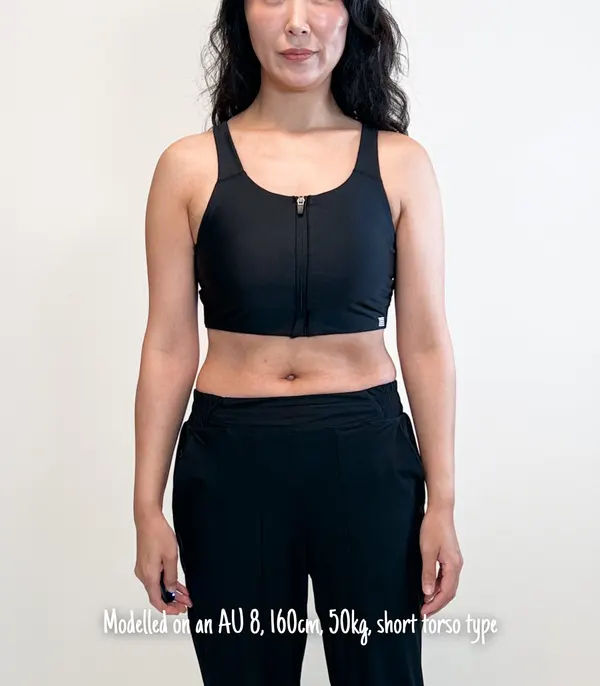 Bondi Active Black Sports Bra with Front Zip - AU 8