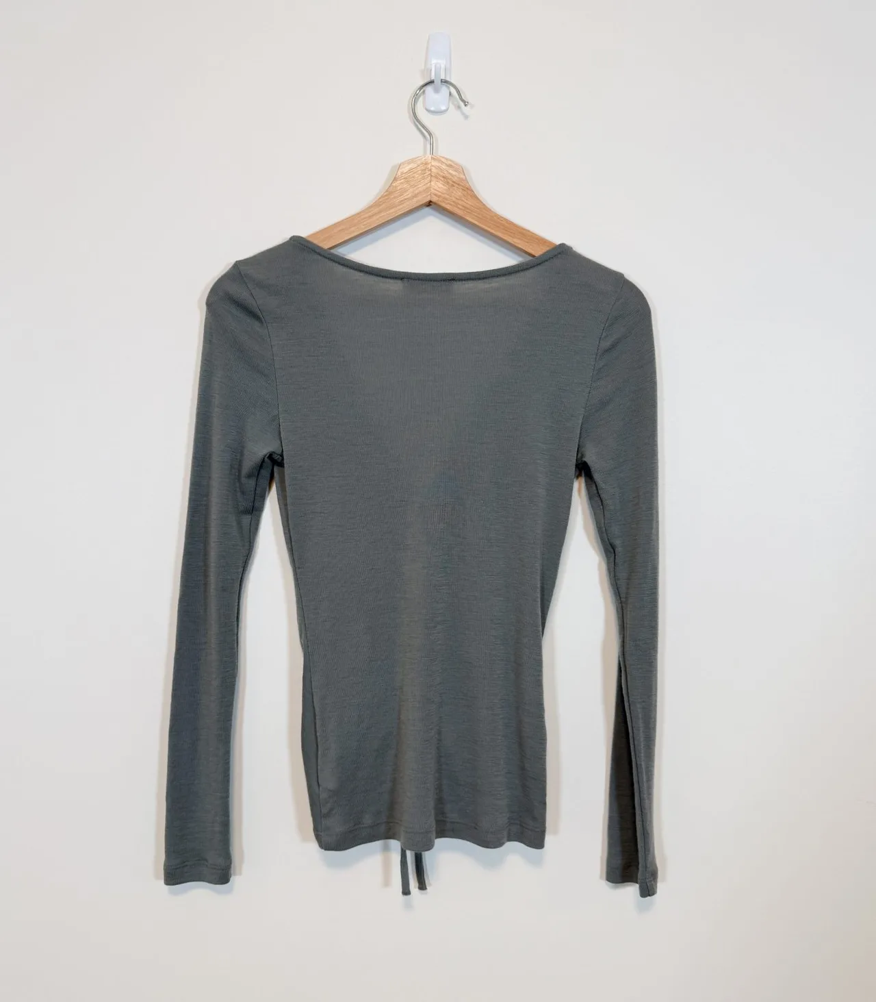 Kookaï Sage Merino Wool V-Neck Ruched Top - Small — photo 4
