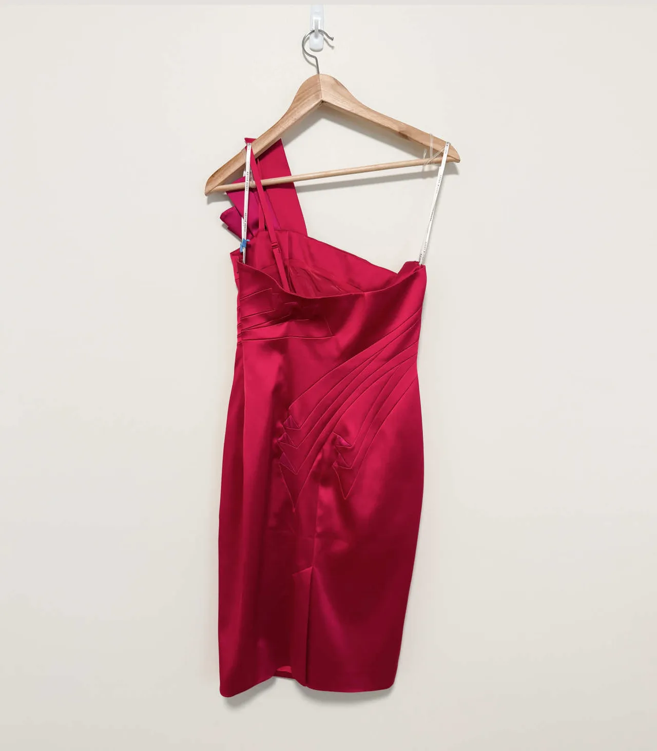 Karen Millen Fuchsia Pink One Shoulder Satin Midi Dress - AU 12 — photo 4