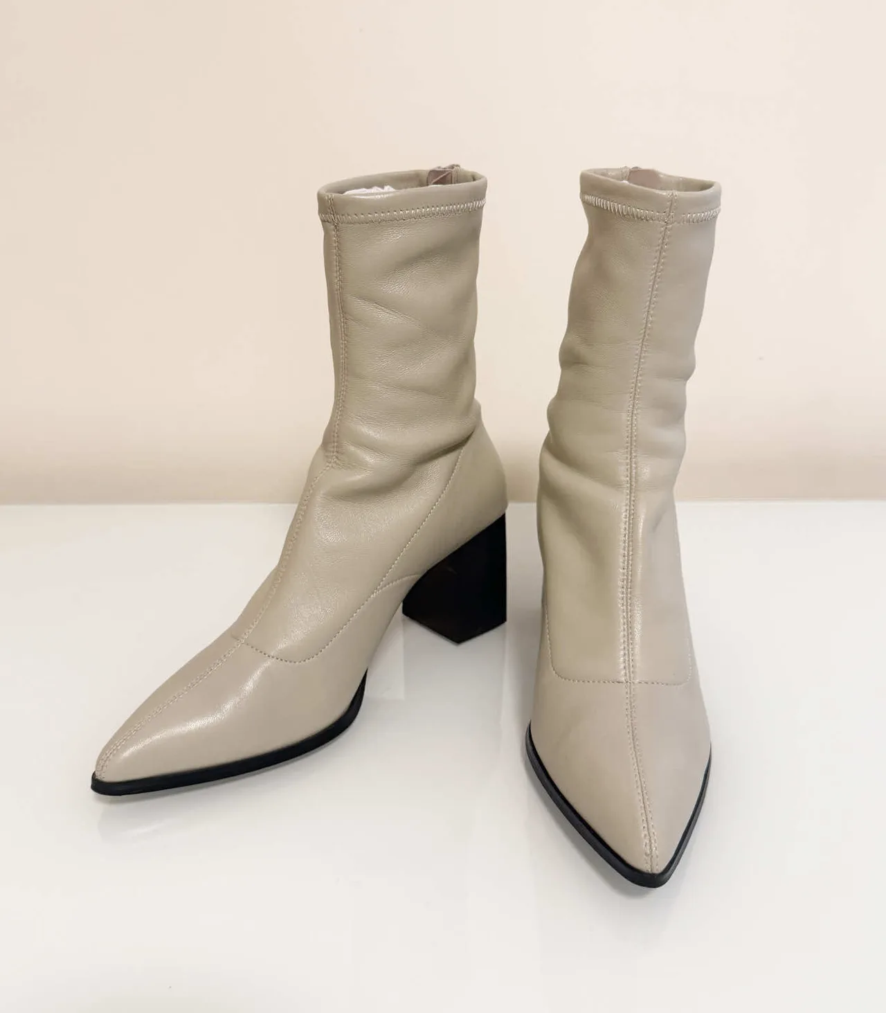 Siren Cream Block Heel Ankle Sock Boots - EU 37 — photo 7