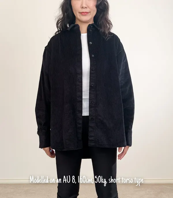 COS Black Corduroy Oversized Button Down Shirt Shiket - EU 34