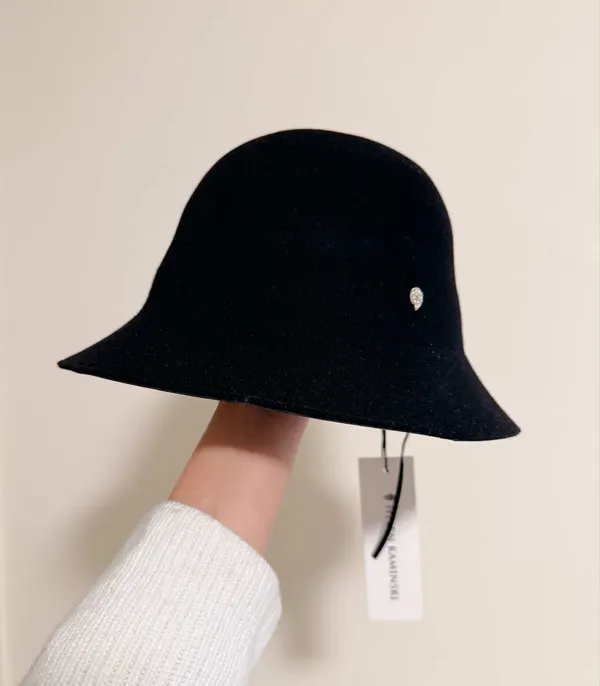 Helen Kaminski Mariko Black Wool Felt Cloche Hat