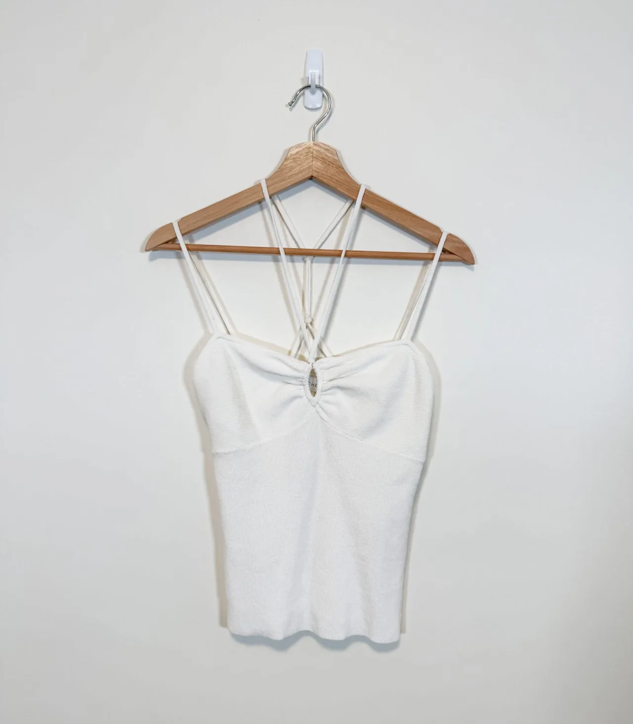 Witchery Cream Ribbed Knit Halter Camisole Top - Small — photo 3
