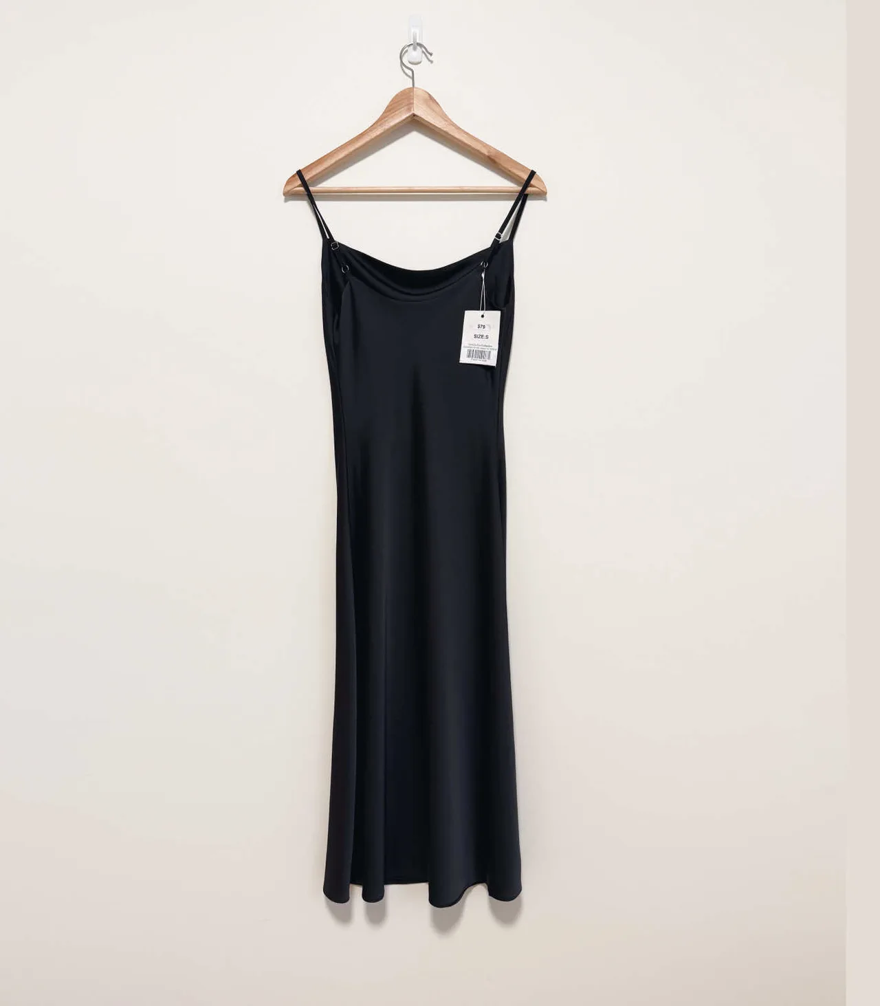 Girls On Top Black Satin Cowl Neck Slip Dress - Small — photo 4