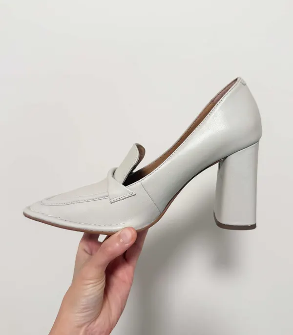 Jo Mercer Bone Covet Block Leather Heel Loafers - EU 37