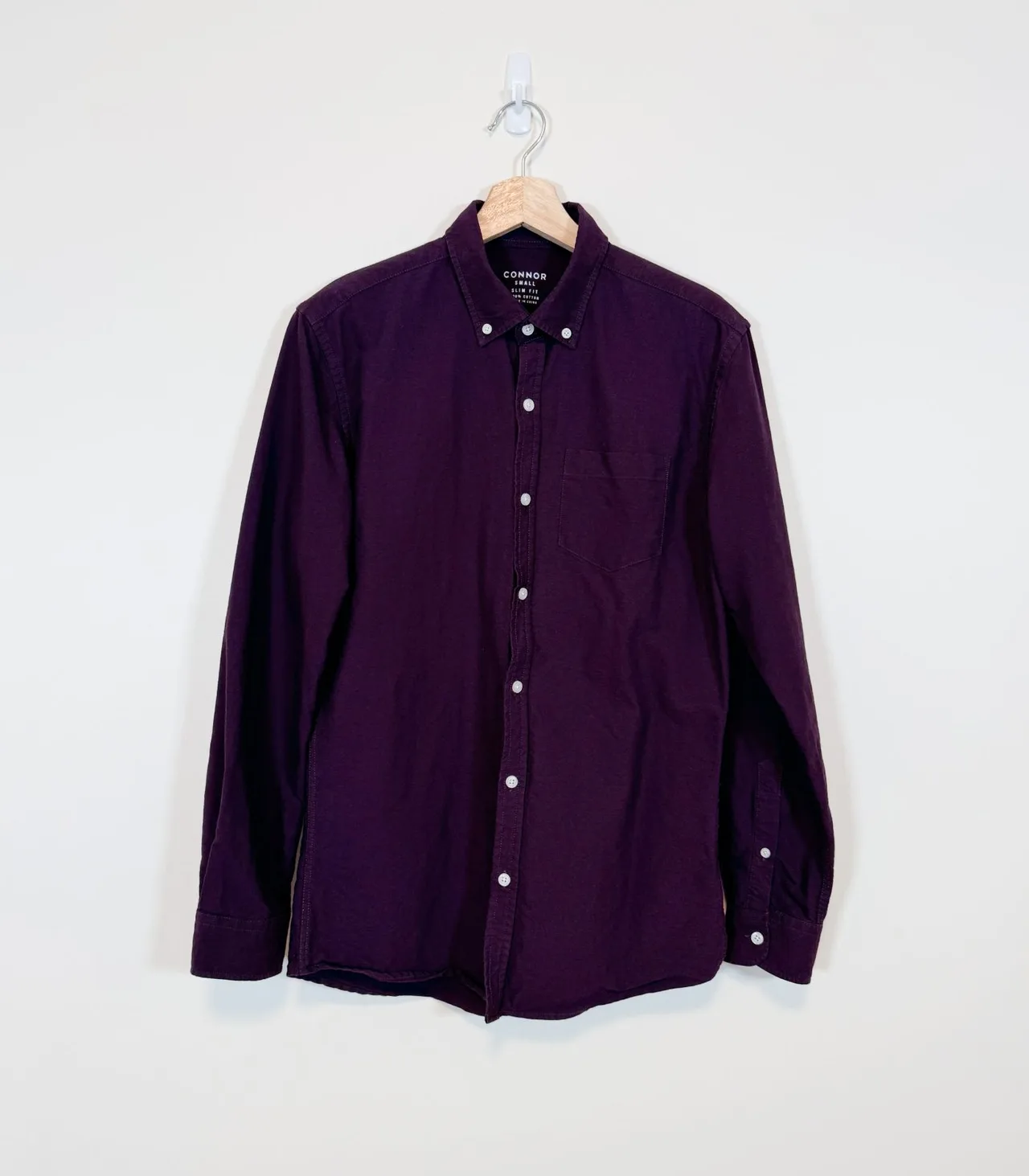 Connor Purple Slim Fit Cotton Button-Down Shirt - Men's Small — photo 3
