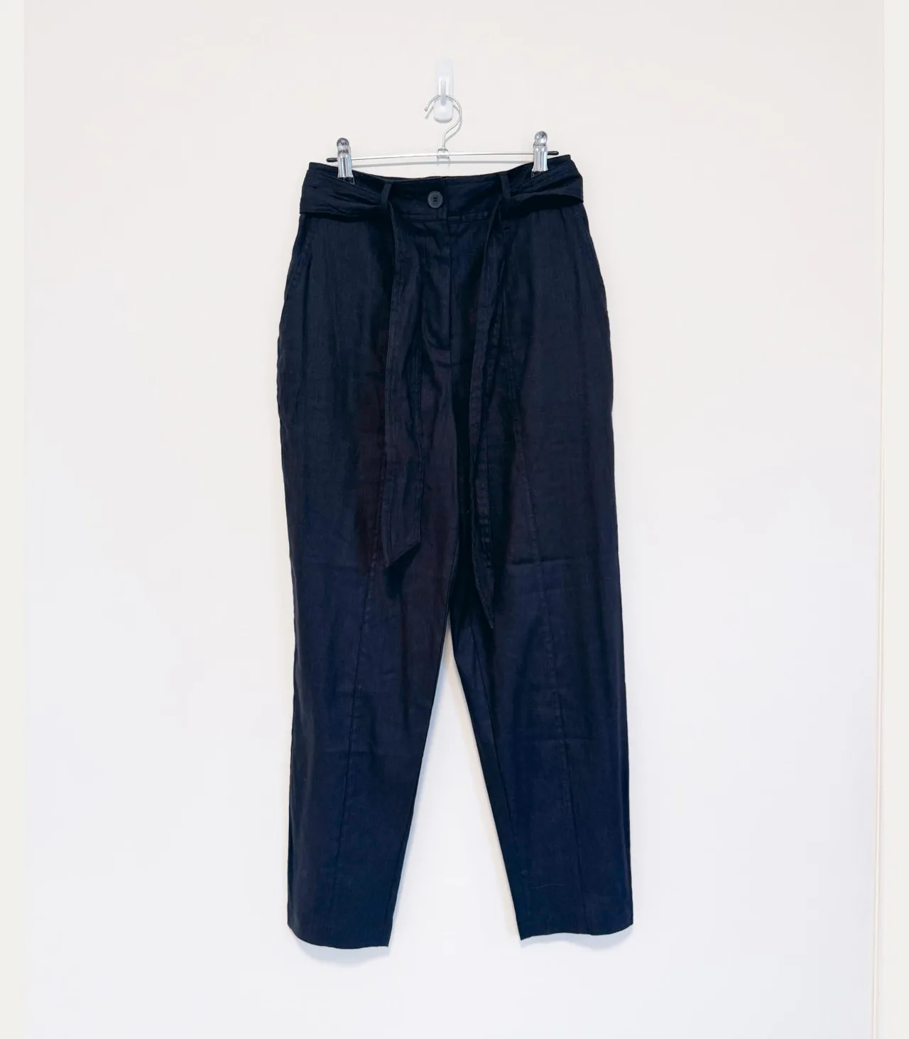 Witchery Black Linen Trousers with Waist Tie - AU 4 — photo 3