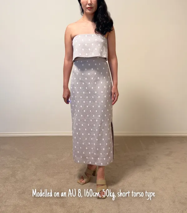 C/Meo Collective Polka Dot Off-The-Shoulder Strapless Midi Dress - Small