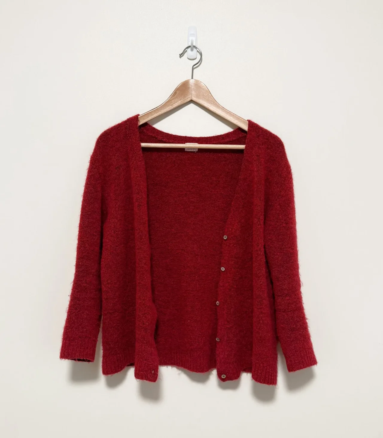 Morley V-Neck Red Wool Alpaca Cardigan — photo 3