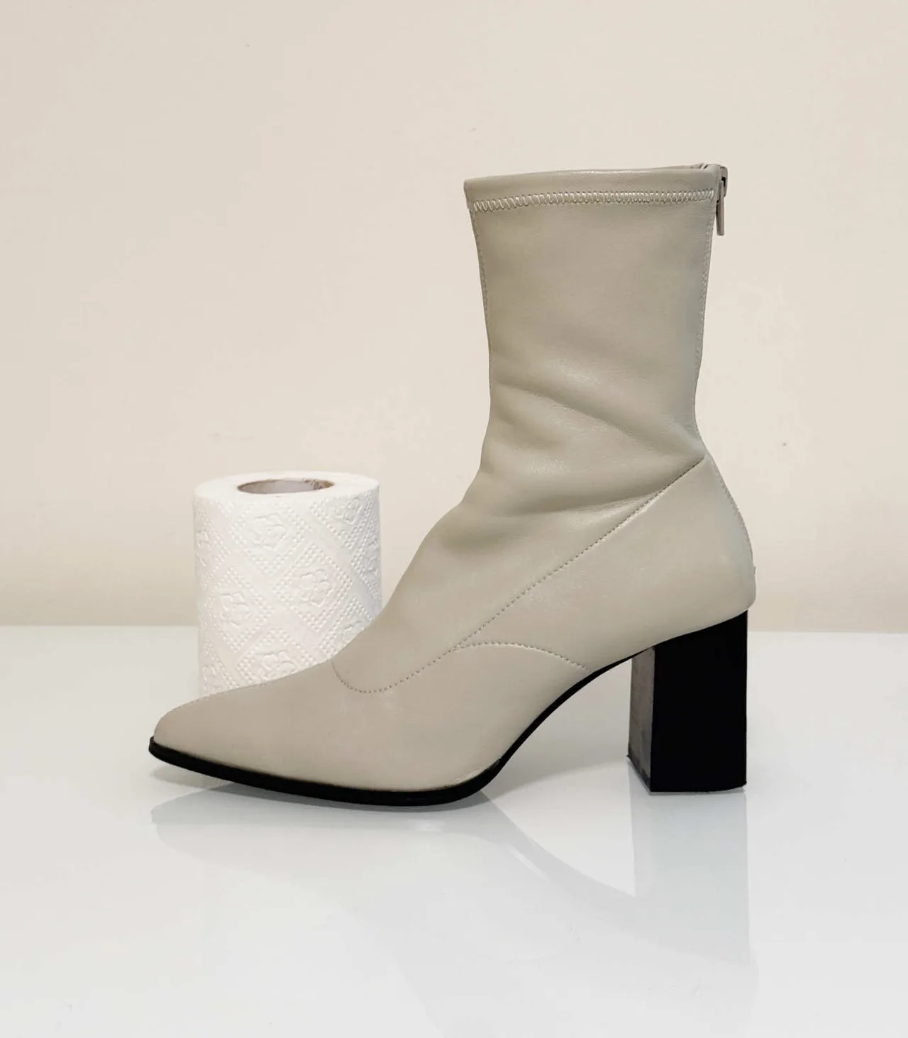 Siren Cream Block Heel Ankle Sock Boots - EU 37 — photo 10