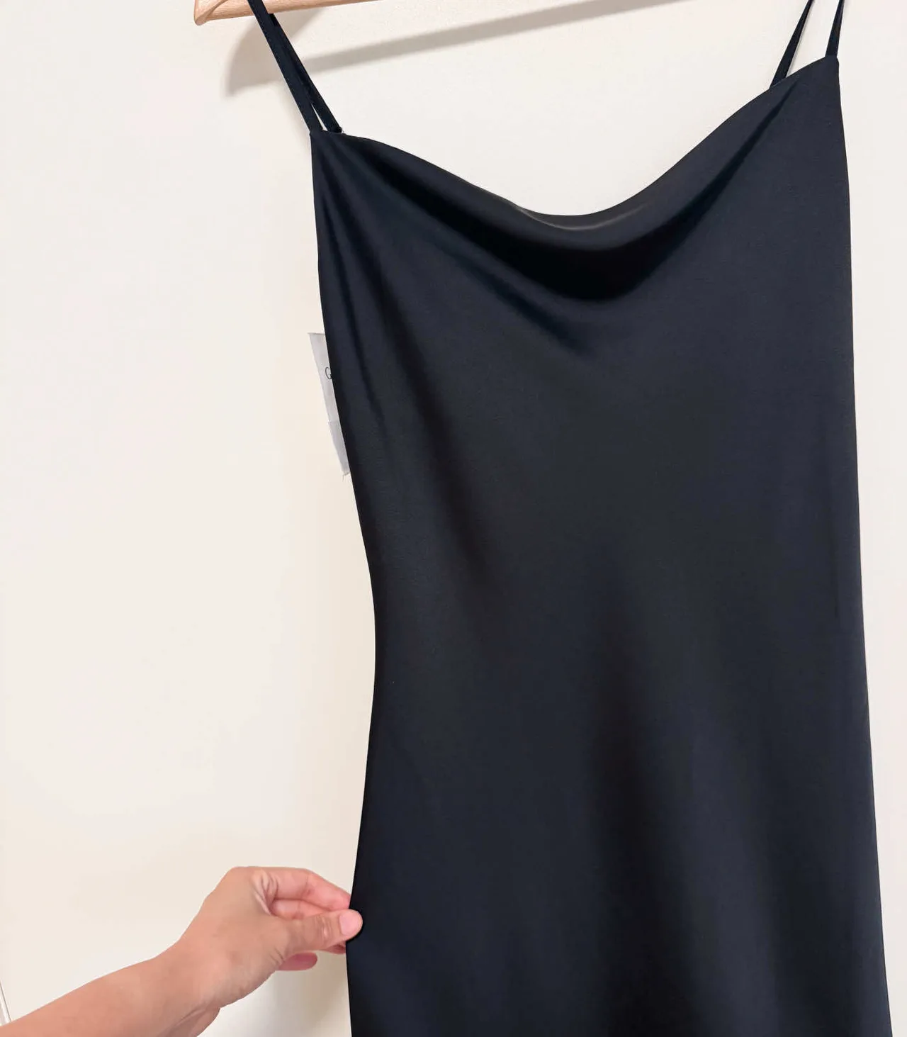 Girls On Top Black Satin Cowl Neck Slip Dress - Small — photo 5