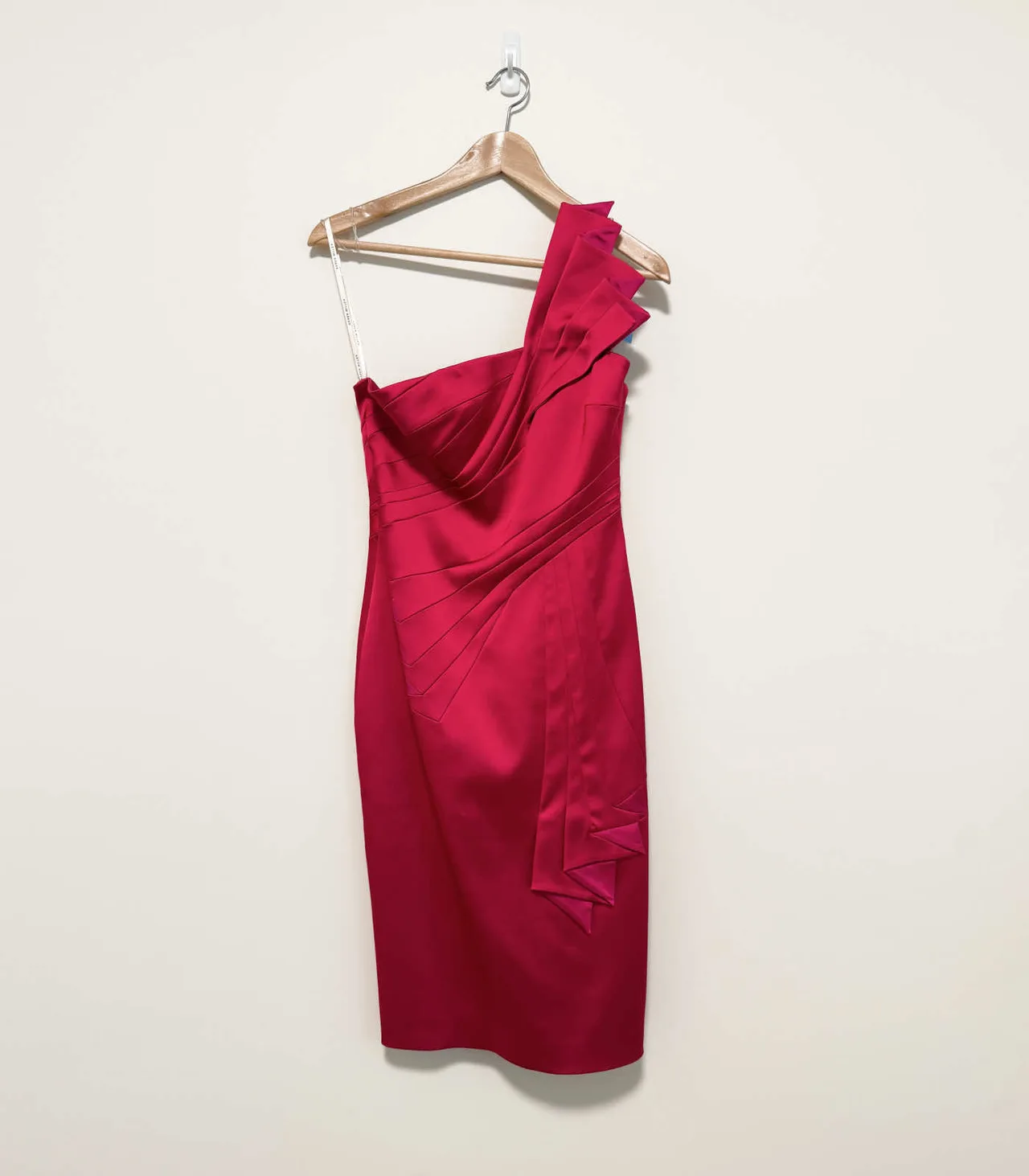 Karen Millen Fuchsia Pink One Shoulder Satin Midi Dress - AU 12 — photo 3