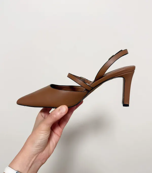 Jo Mercer Karina Brown Sling Back Mid Heels - EU 37