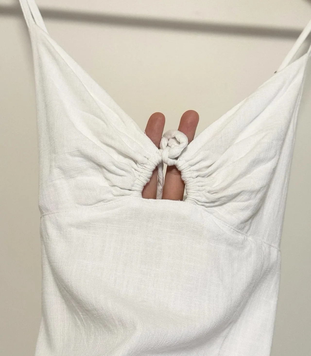 Ava & Eve White Linen Blend Mini Dress with Lace-Up Back - AU 8 — photo 4