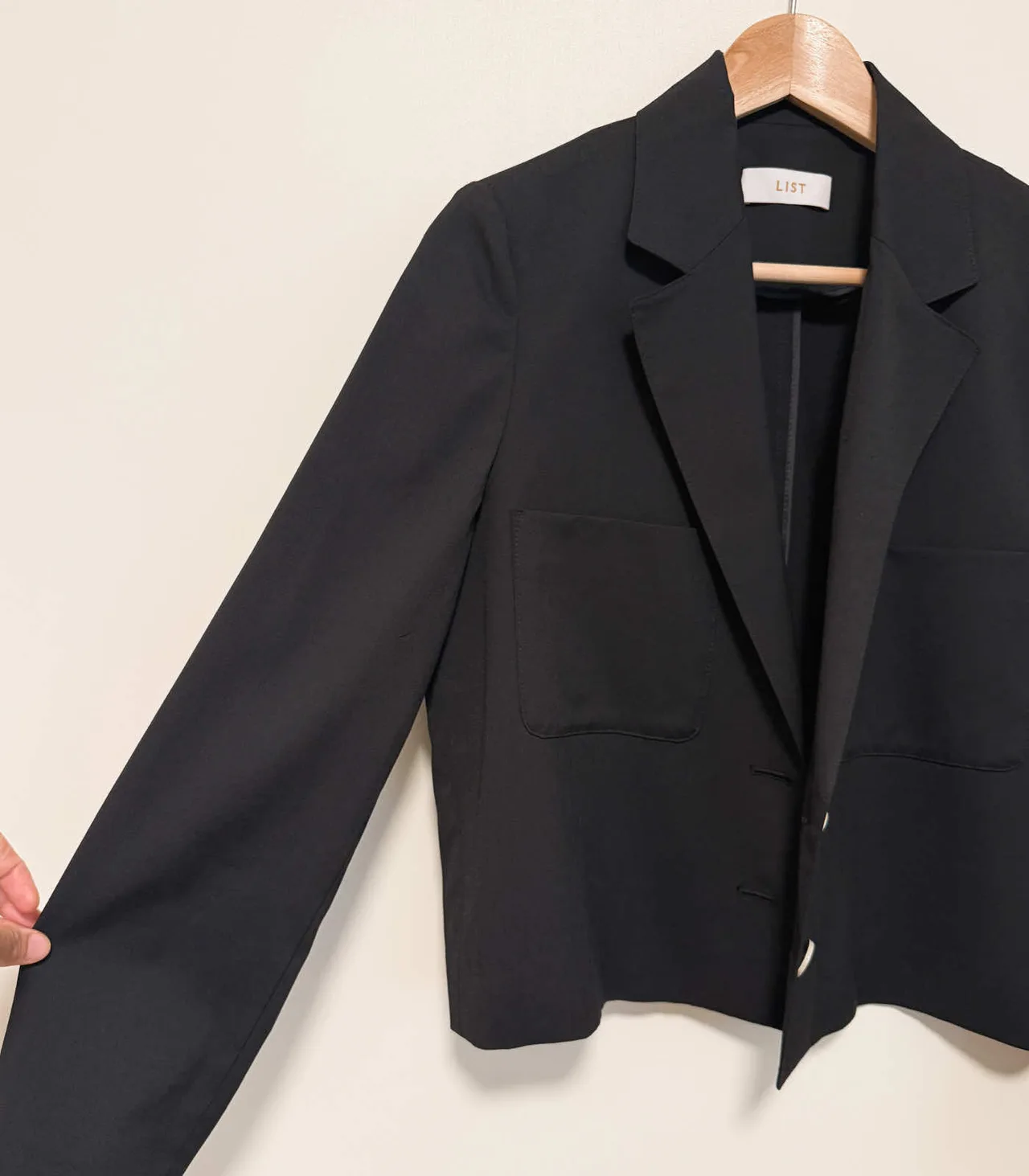 LIST Black Linen-blend Cropped Blazer - Medium — photo 4