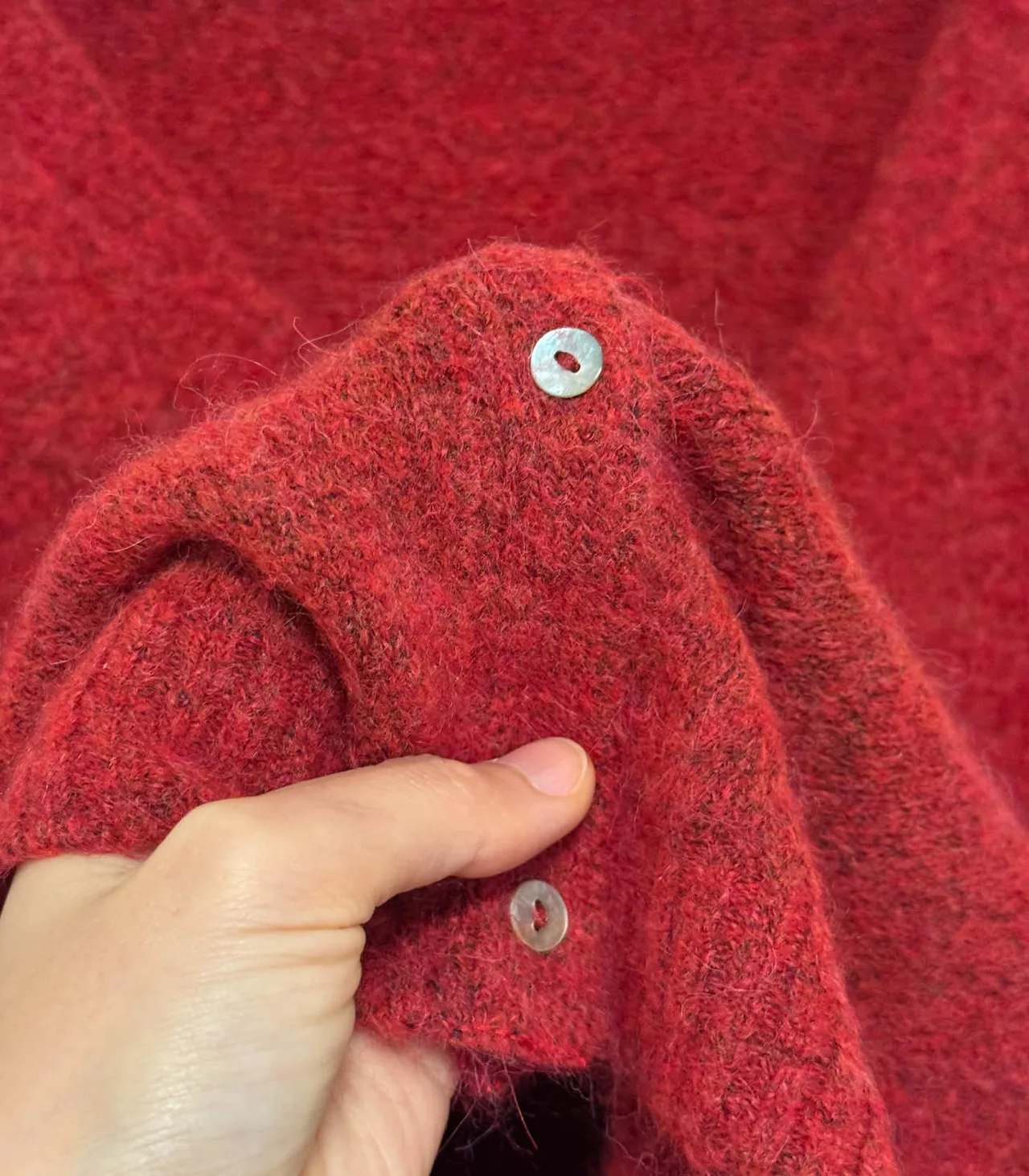 Morley V-Neck Red Wool Alpaca Cardigan — photo 7