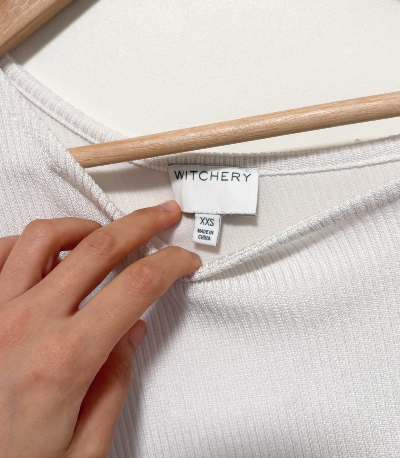 Witchery Ribbed Asymmetric Top - White, XXS — photo 5