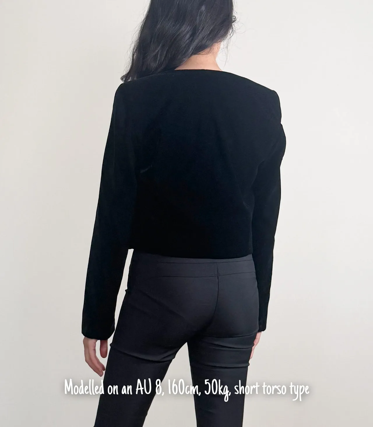 Mango Women's Black Velvet Cropped Open Front Jacket - XS — photo 2