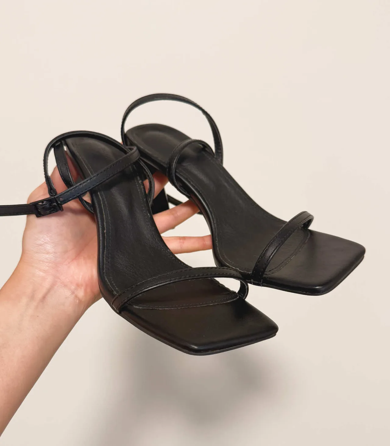 Retro Black High Heel Strap Sandals - 23.5cm (approx. AU 6, EUR 36) — photo 7