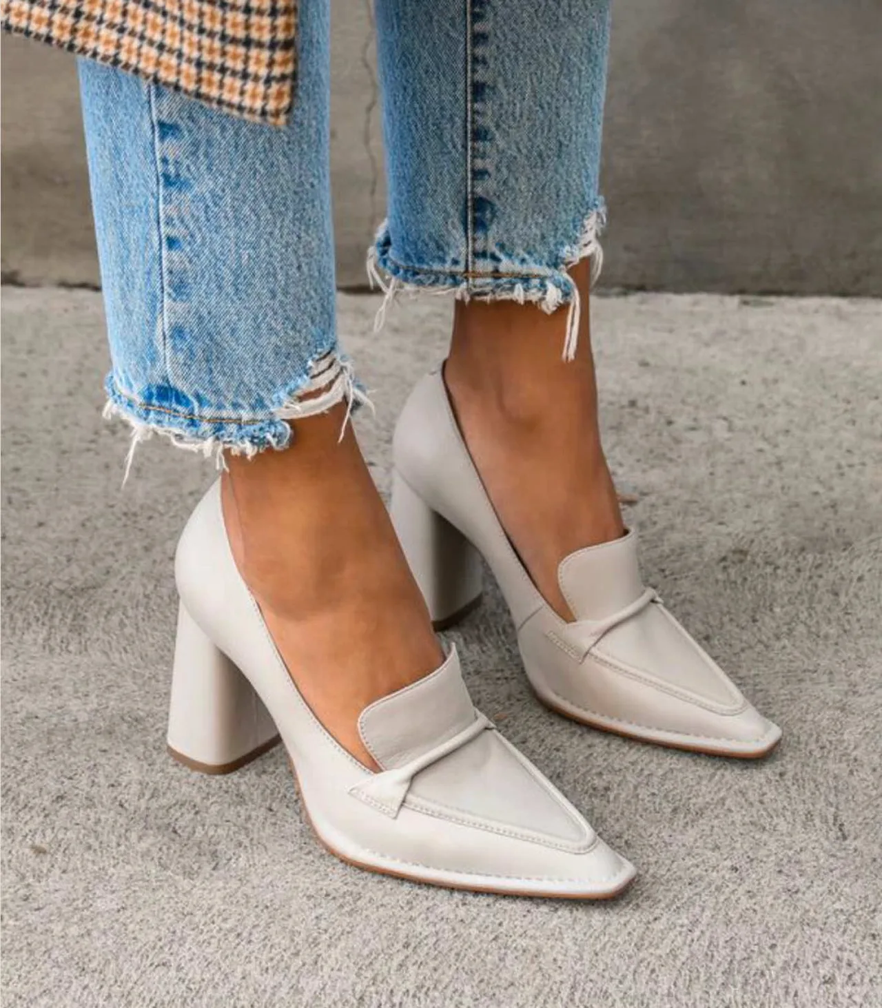 Jo Mercer Bone Covet Block Leather Heel Loafers - EU 37 — photo 2