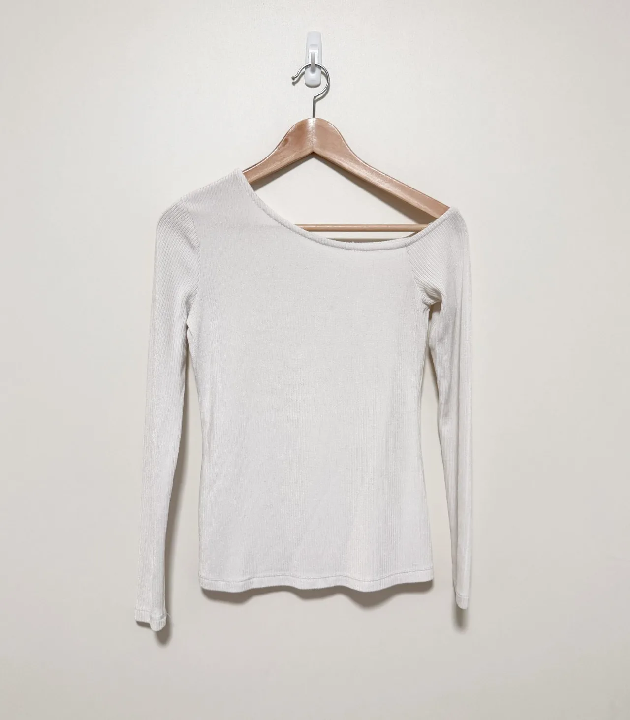 Witchery Ribbed Asymmetric Top - White, XXS — photo 3