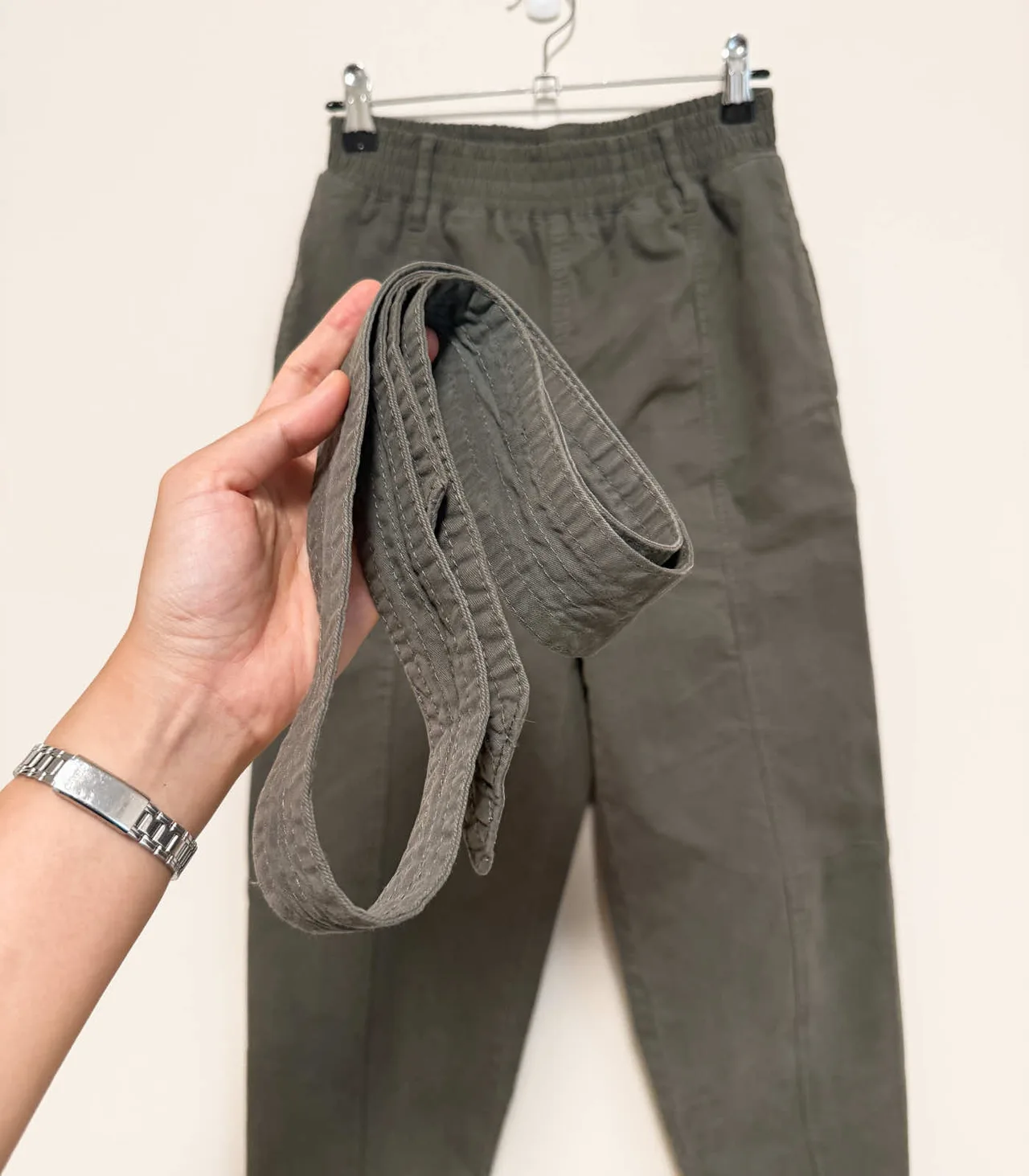 Basque Khaki Green Elasticated-waist Tapered Trousers - AU 6 — photo 6
