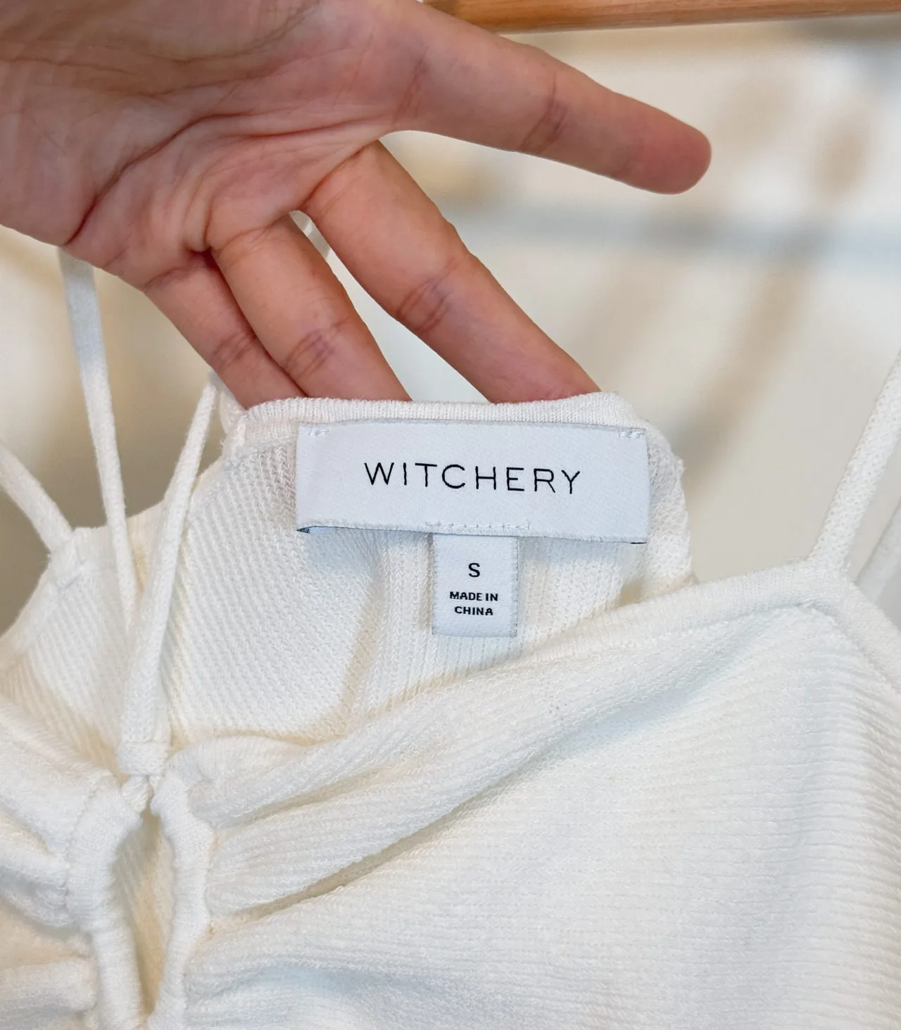 Witchery Cream Ribbed Knit Halter Camisole Top - Small — photo 5