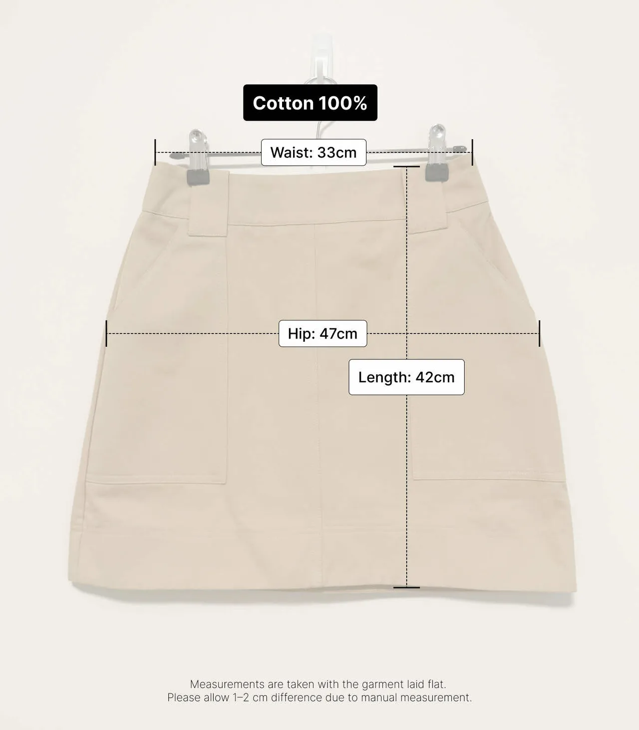 Calli Butter Beige High-waisted Cotton Mini Skirt with a waist tie - AU 6 — photo 10