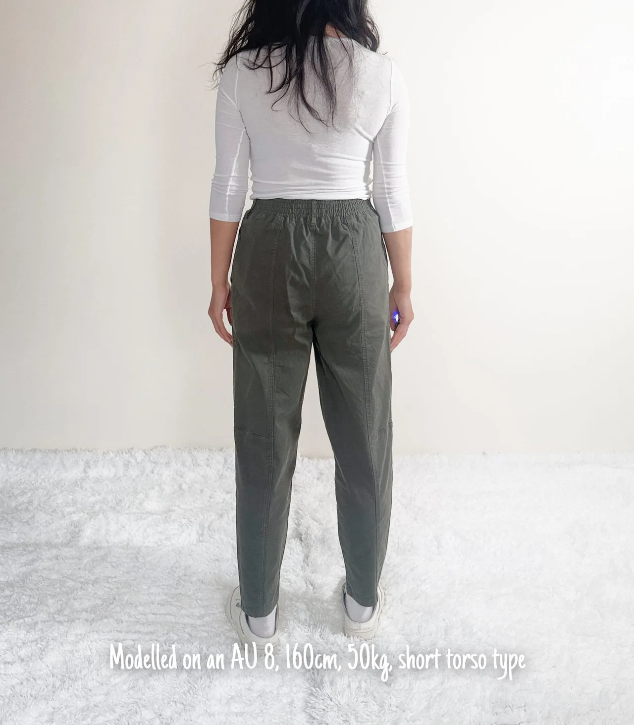 Basque Khaki Green Elasticated-waist Tapered Trousers - AU 6 — photo 2