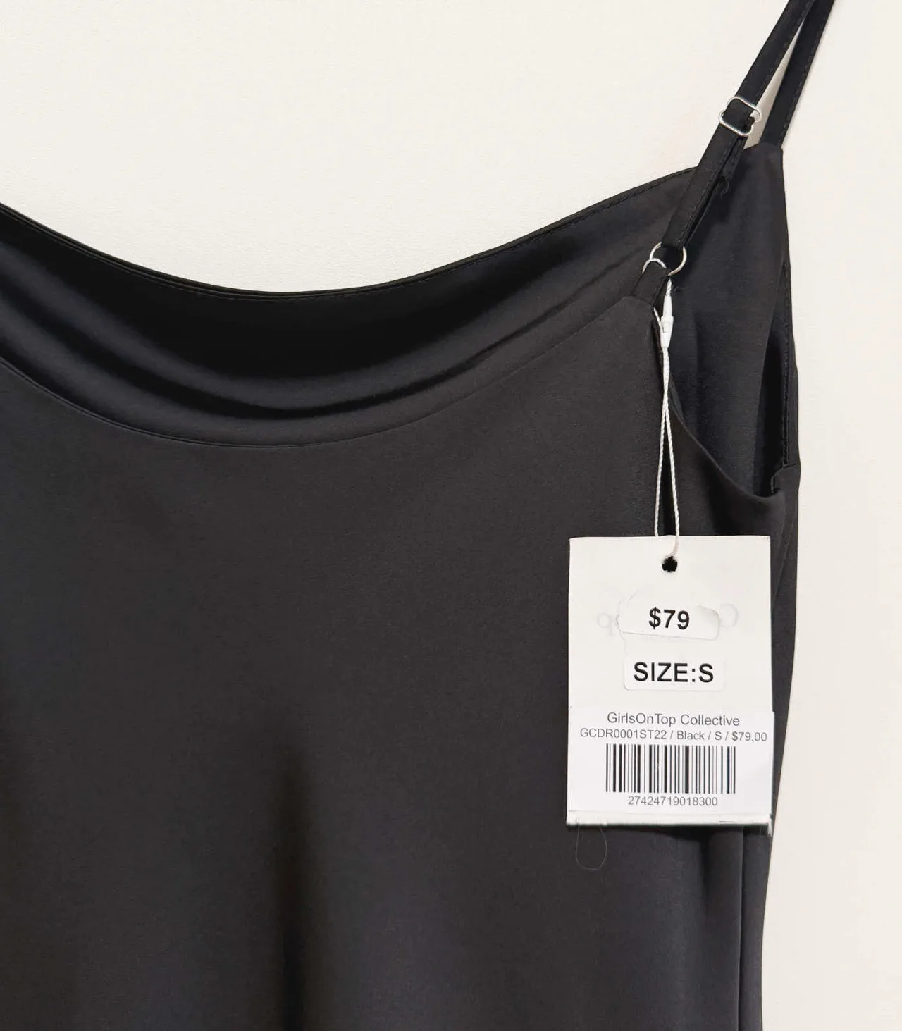 Girls On Top Black Satin Cowl Neck Slip Dress - Small — photo 8