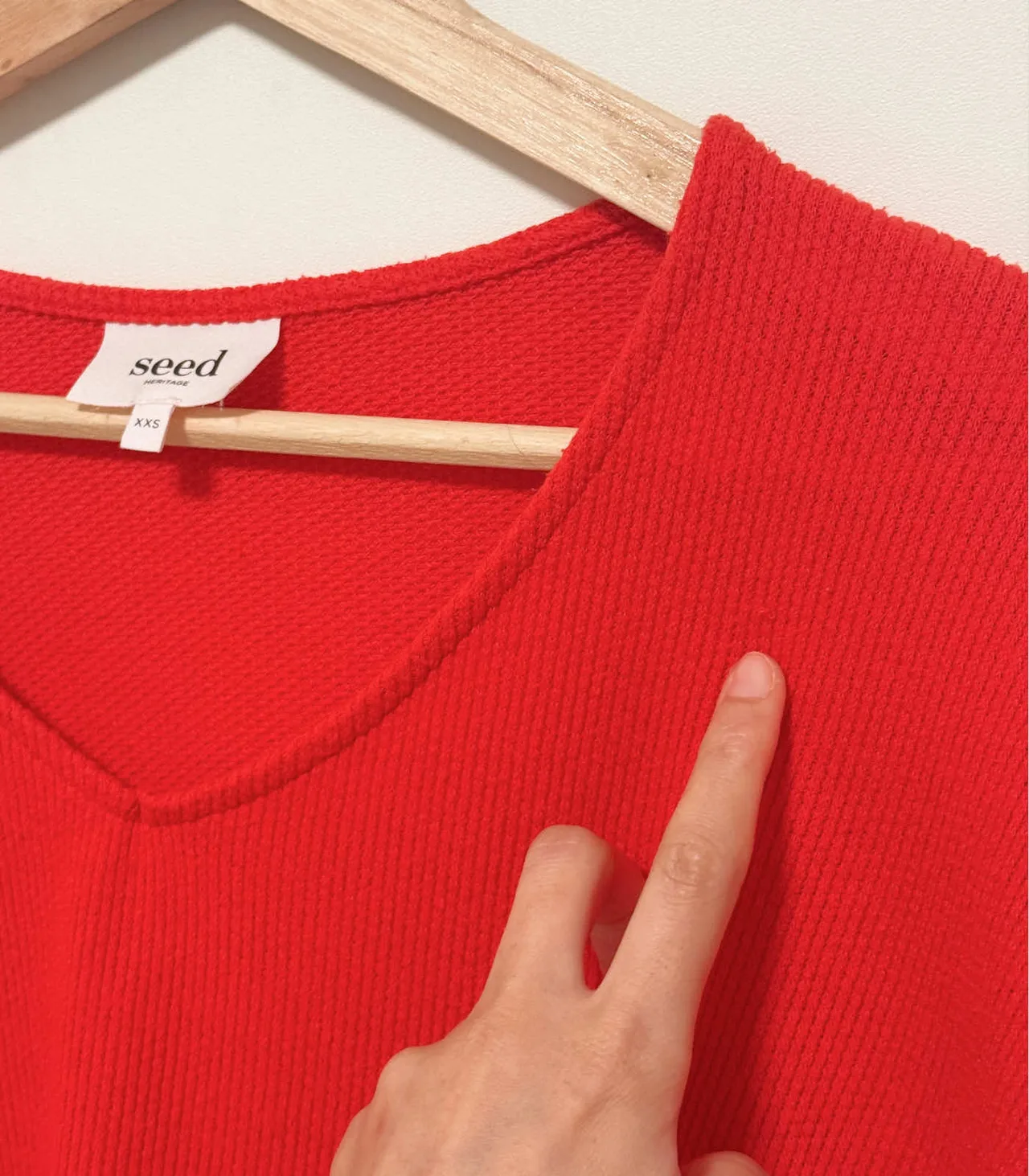 SEED Women's Red V-neck Oversized Pullover Jumper - XXS — photo 8