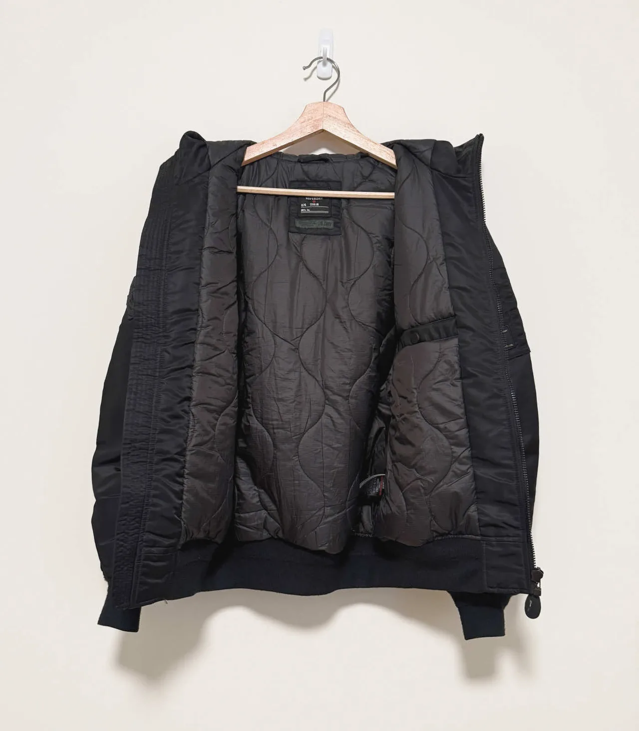 Superdry MA1 Hooded Quilted Bomber Jacket - Mens XS, Black — photo 4