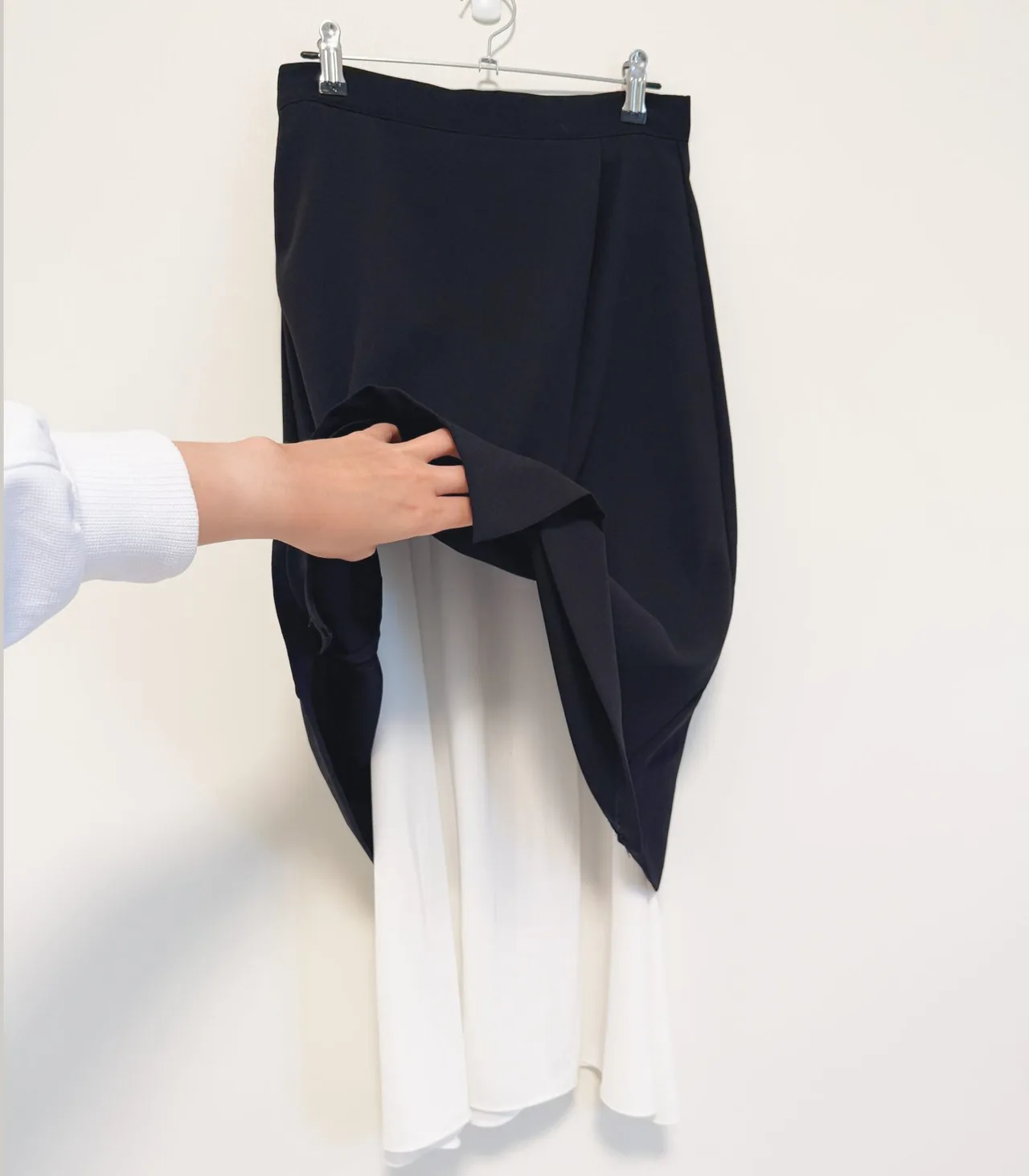 Angbutter Black Layered Midi Wrap Skirt with White Underlay - XS — photo 6