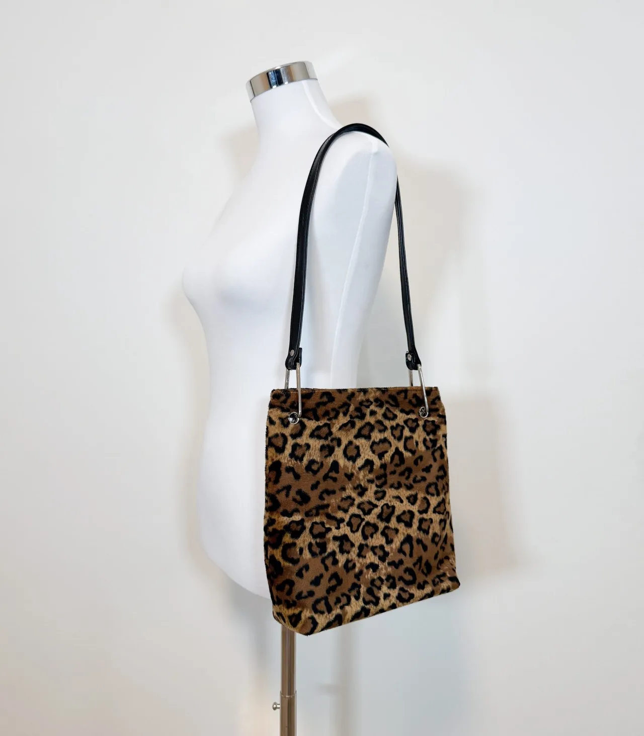 Leopard Print Brown Faux Fur Shoulder Bag — photo 2