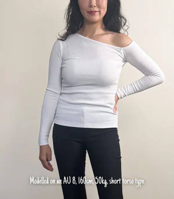 Witchery Ribbed Asymmetric Top - White, XXS