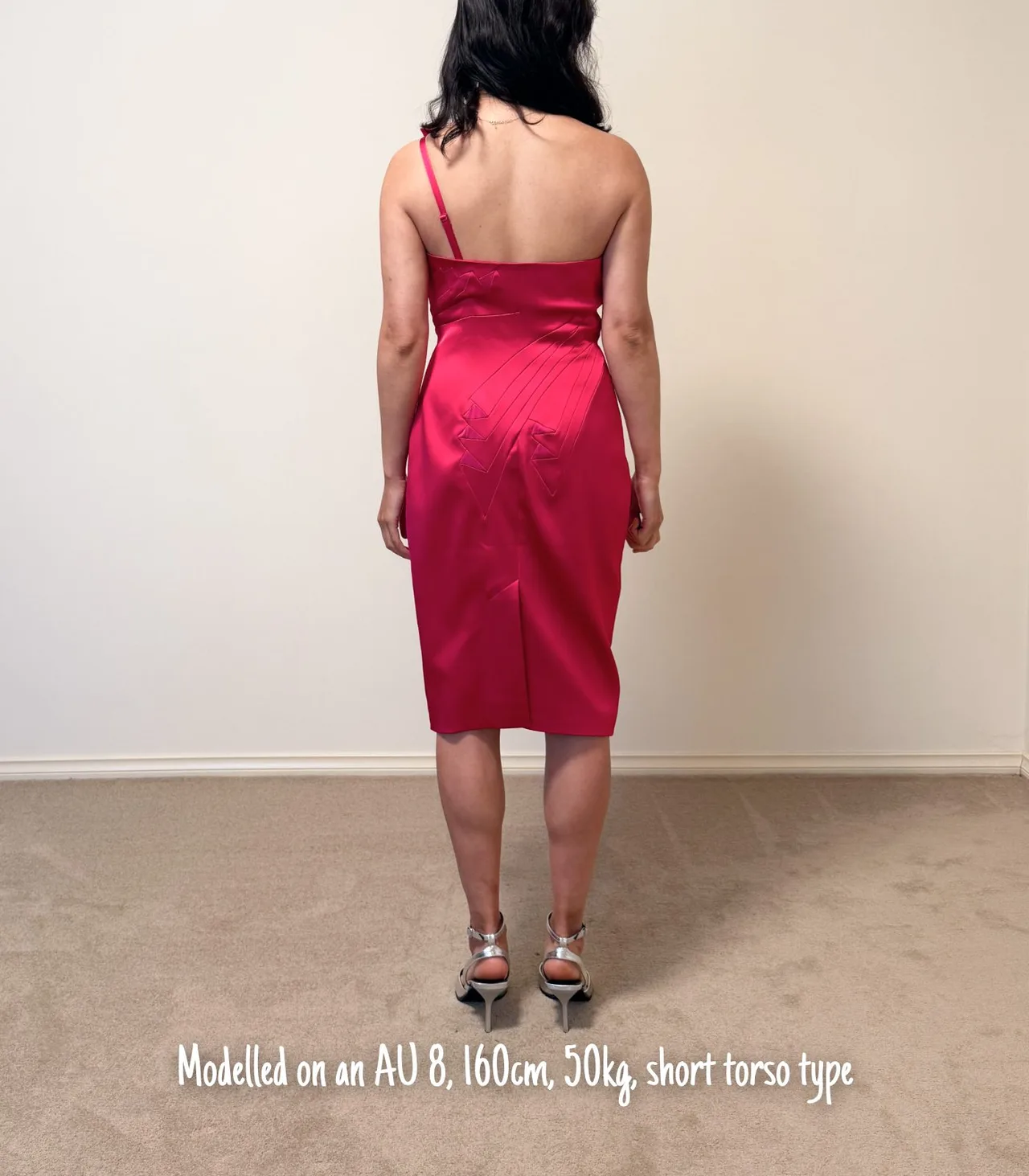 Karen Millen Fuchsia Pink One Shoulder Satin Midi Dress - AU 12 — photo 2