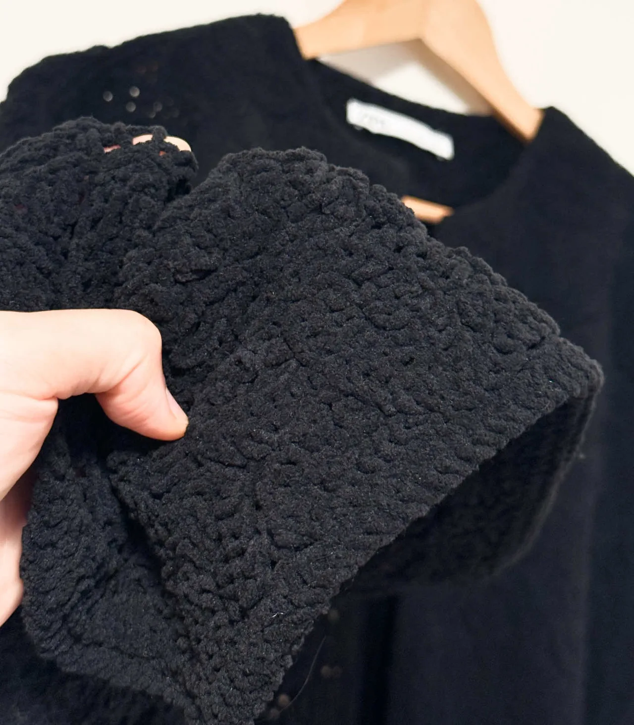 Zara Black Chenille Knit Oversized Open Jacket Cardigan - Medium — photo 4
