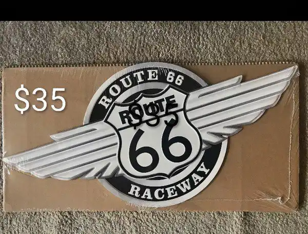 Route 66 raceway Wing tin sign