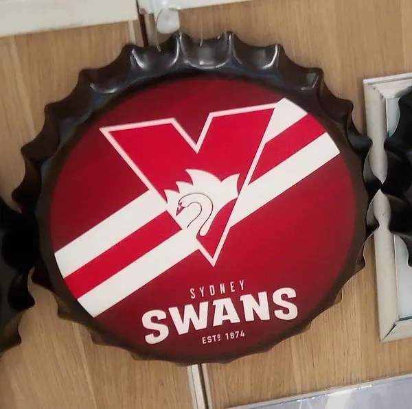 Sydney swans AFL football club bottle Cap tin sign