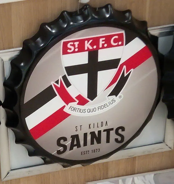 ST KILDA SAINTS AFL football club bottle Cap tin sign