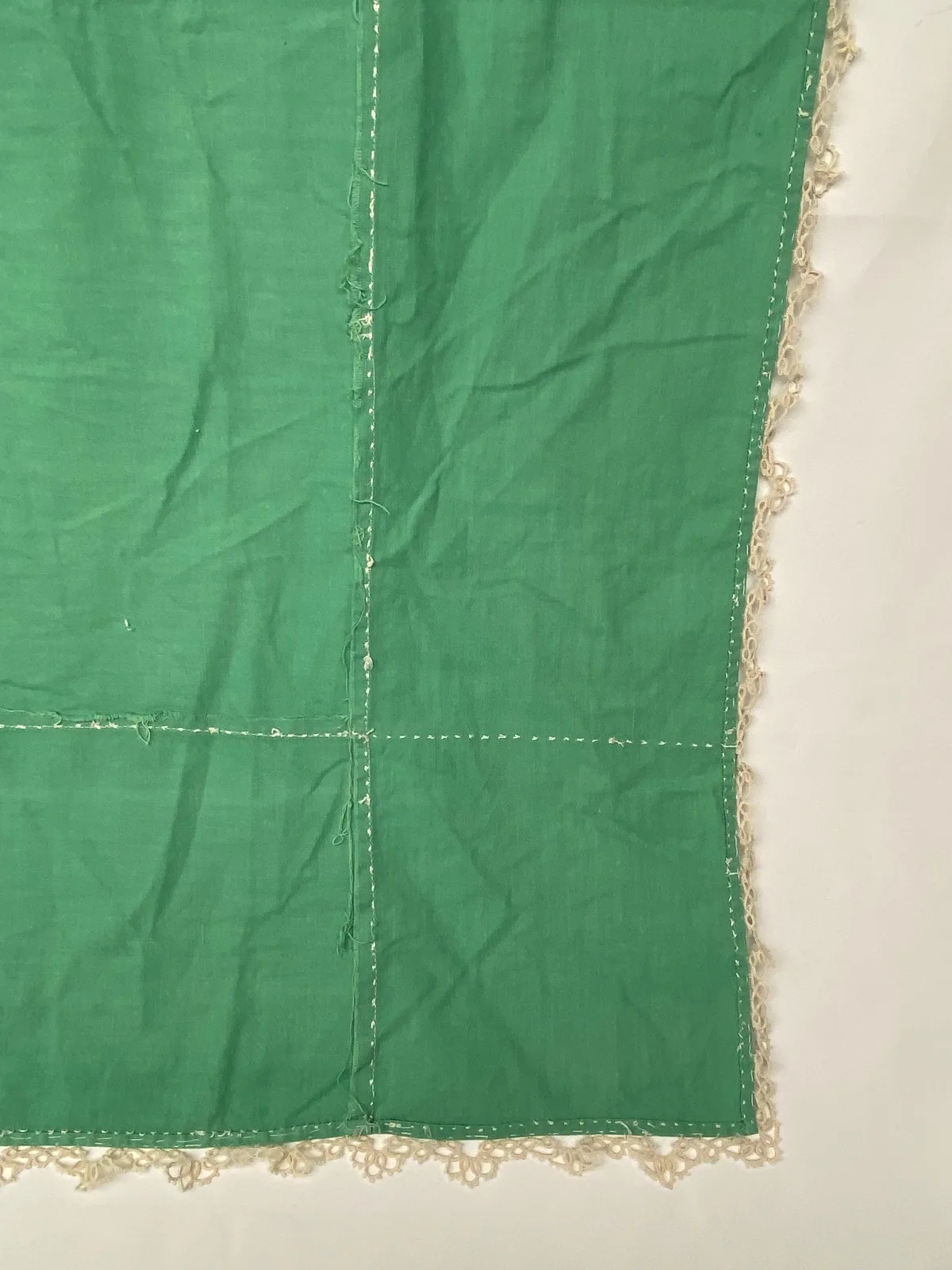 Vintage 1950s Mint Green Tablecloth Handmade Great Condition — photo 9
