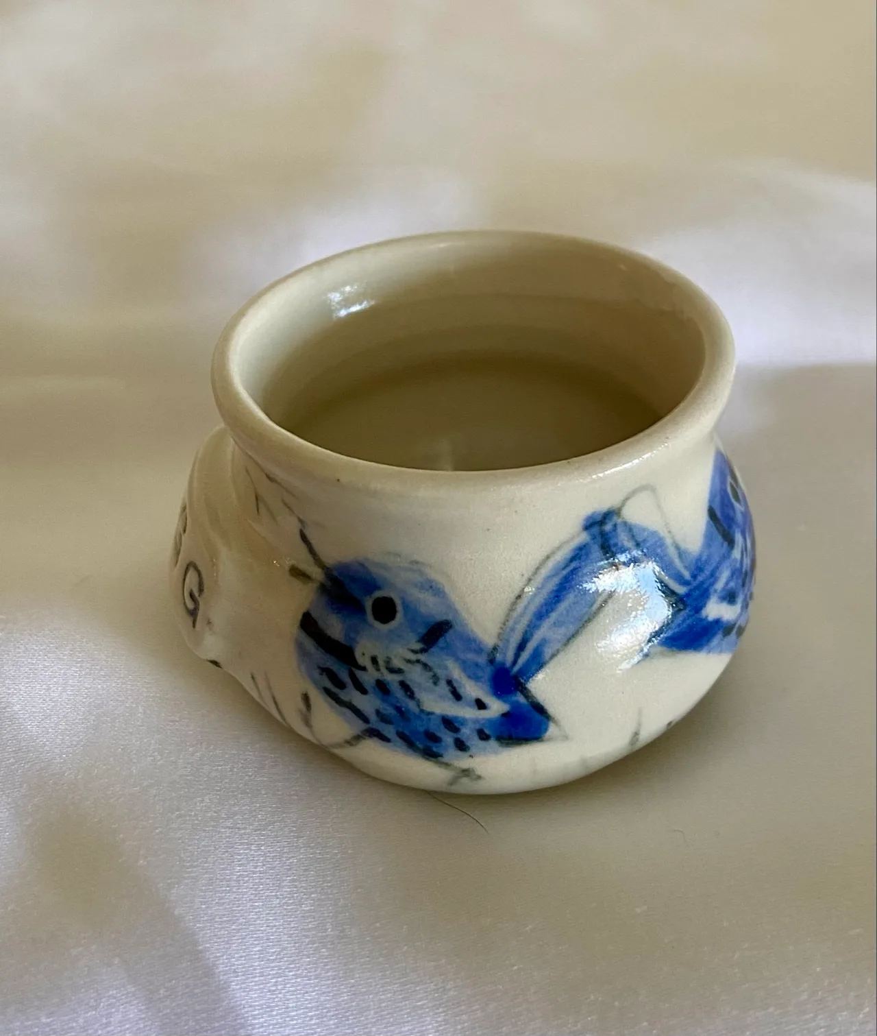 Handmade Egg Cup Featuring Blue Wrens — photo 3