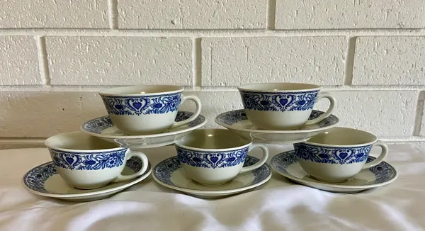 5 Vintage 1978 Swiss Cups and Saucer by Suisse Langenthal