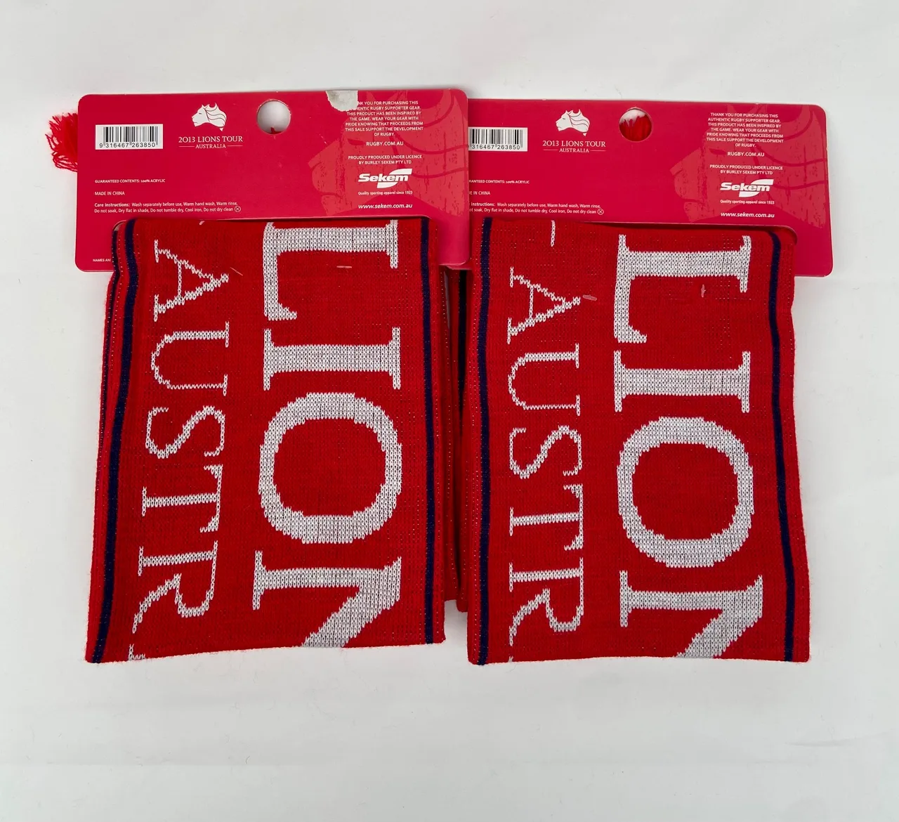 2 Lions Rugby 2013 Tour Scarf Wallabies Rugby Australia Red — photo 2