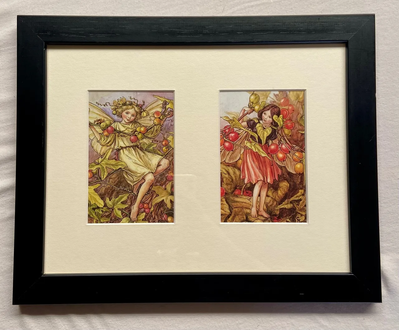 Vintage 1990 Flower Fairies Bookleaf in Wooden Frame Black and White Bryony — photo 2
