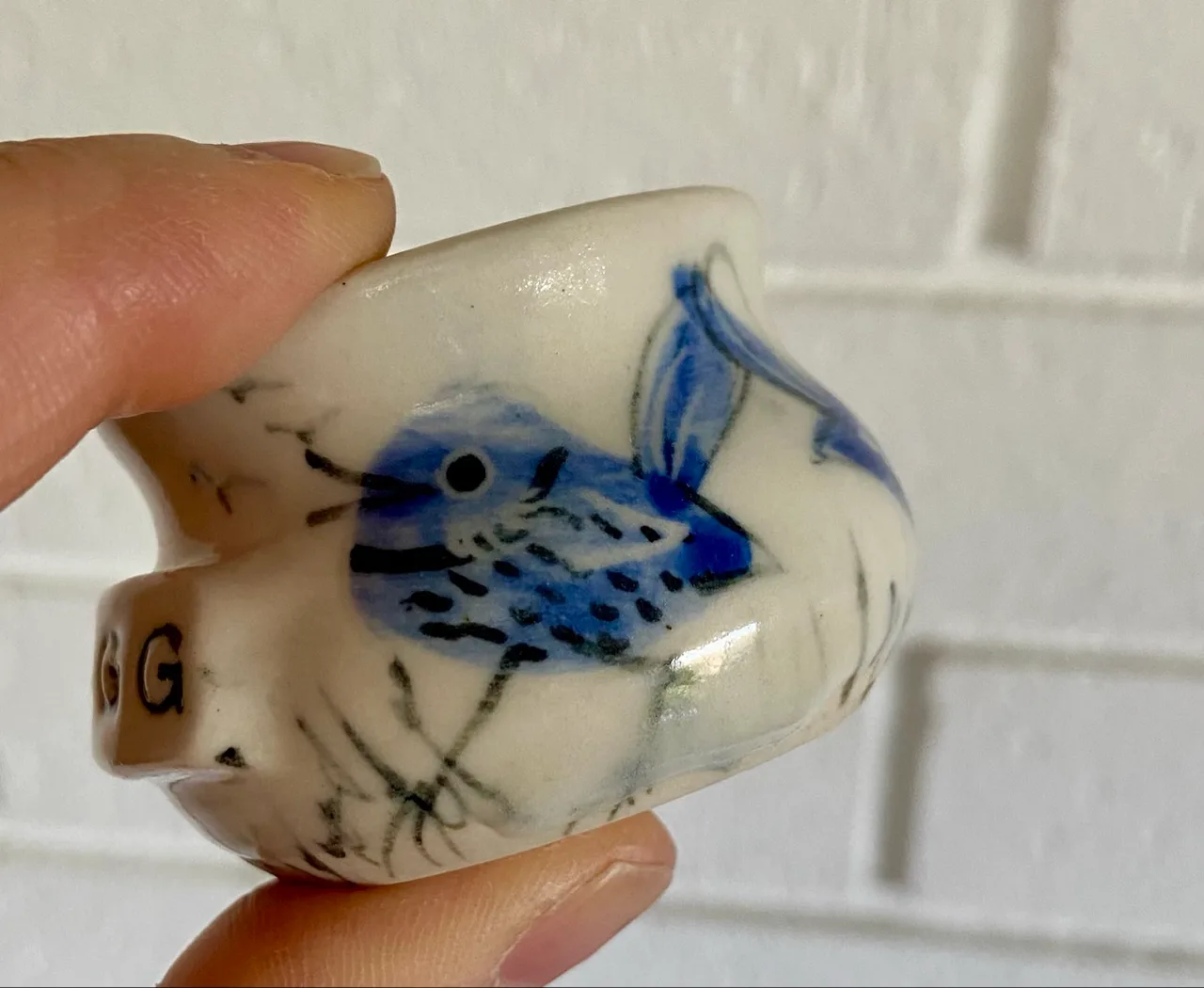 Handmade Egg Cup Featuring Blue Wrens — photo 6